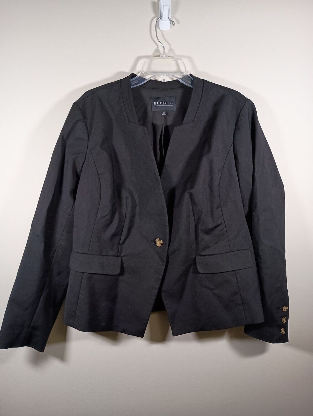 Eloquii Blazer Womens Black Single Button Workwear Career Jacket Plus Size 18